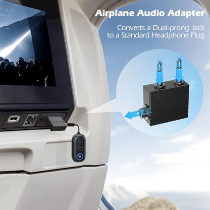 KAIY Airplane Headphone Adapter Dual 3.5mm Male to 3.5mm Female | AUX Airplane Audio Jack Adapter for Headphones, Plane Splitter to Plug Flight Connector for Delta/Emirates/EVA 2 Pack - color: Black+White
