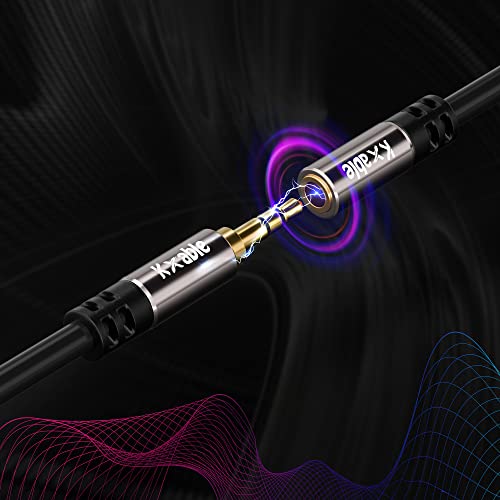 3.5mm Extension Cable 150 Feet, Long Male to Female Auxiliary Audio Stereo Cable, Headphone Extension Cord, Hi-Fi Sound, Gold Plated Connectors, OFC Core, Black Cable (with 5 pcs Cable Ties) -150ft - size: 150 Feet