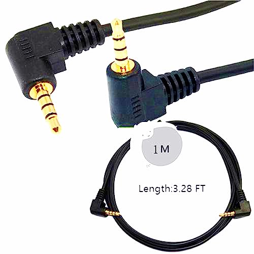 3.5mm Audio 4Pole Male Cable Dual 90Degree Stereo Headphone3.28ft | 3.5mm 4 Pole TRRS Male to Male Aux Cord 1m for Phone Tablet MP3 Laptop Microphone