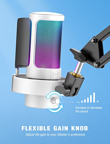 FIFINE A8 White USB Gaming Condenser Microphone with Tap Mute for Streaming - size: A8W-Desktop