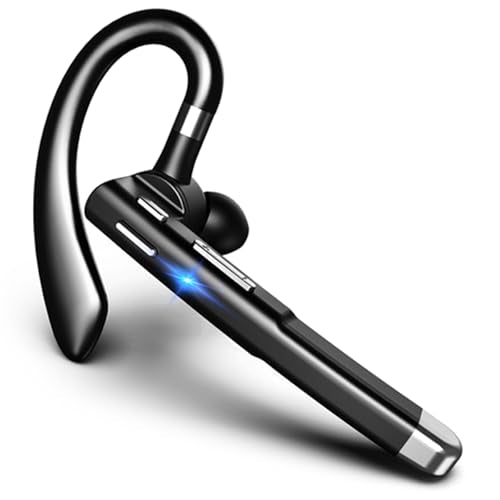 Wireless Headset Business Earpiece Built-in Mic Noise Cancelling Headphone 5.3 Handsfree Sports Earphone for Android iOS Driving Trucker Driver Business Office - color: Black with silver