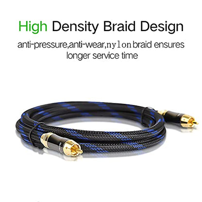 Dual Shielded (OD 8.0mm) RCA Male to RCA Male subwoofer Cable (8 Feet) - size: 8 Feet