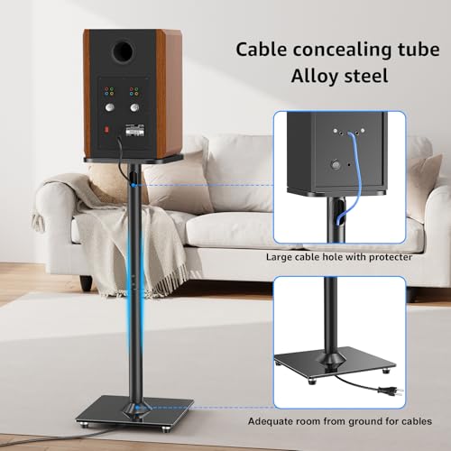 MOUNTUP Universal Speaker Stands Pair for Surround Sound Home Theater, 31" Height Floor Speaker Stands Max 22LBS, Bookshelf Studio Satellite Speakers Fit Klipsch Polk Yamaha, Non Slip Pad Easy Install - size: 31" Height