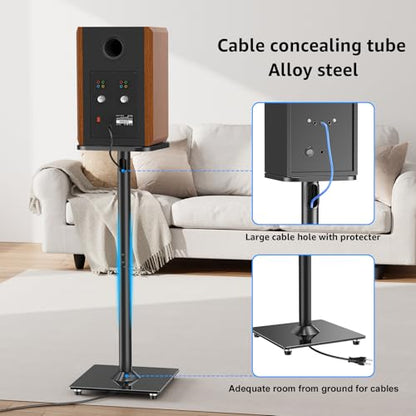 MOUNTUP Universal Speaker Stands Pair for Surround Sound Home Theater, 31" Height Floor Speaker Stands Max 22LBS, Bookshelf Studio Satellite Speakers Fit Klipsch Polk Yamaha, Non Slip Pad Easy Install - size: 31" Height