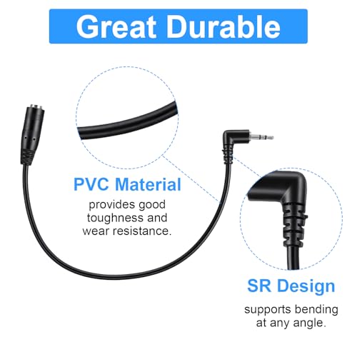 Xthrotsenk 2 Pack 2.5mm to 3.5mm Adapter Headphone Jake Right Angle Adapter 6" Connector Cable Cord for Radios Smartphone Headset Earphone Convert to 2.5mm Jack for Telephone Cordless Recorder Camera