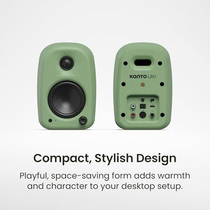 Kanto UKI 100 W Active Desktop Computer Speakers with Bluetooth and USB-C | Intelligent Sub Integration | Headphone Out | Pair | Pumice - color: Pumice