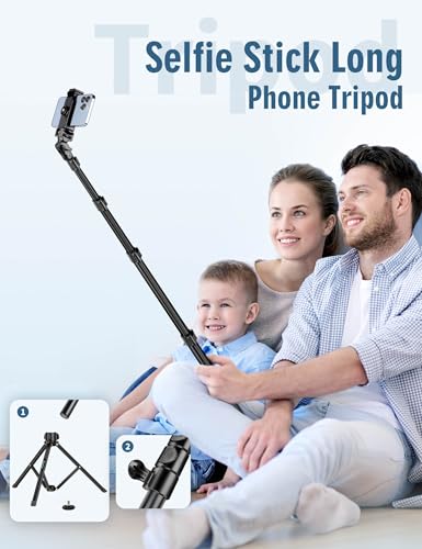 Phone Tripod, 85" Tripod for Cell Phone iPhone with Gooseneck | Aluminum Tripod Stand for Video Recording Photo Vlog, Travel Cellphone Tripod with Remote Compatible with iPhone Android - size: 85 Inch