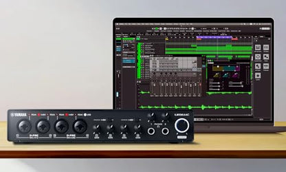 Yamaha 6-in/4-out USB-C Audio/MIDI Interface with 32-bit/192kHz Support, 4 combo and 2 Line Inputs, DSP-Powered Mixing/Effects, Steinberg Software Suite, Black URX44C - color: Black, style: URX44C