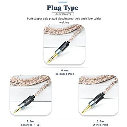 MMCX Plug 5N OFC Copper+Graphene Earphone Replacement Cables for SHURE SE846 SE535 SE425 Xelento Remote T8iE T9iE Fidue A83 Sirius MkII Dunu DK3001Pro DK4001 UE900S W60 W80 (4.4mm Plug, MMCX)