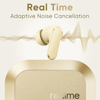 realme Buds Air 8 in-Ear Wireless Earbuds, 55dB ANC, 58Hrs Playtime, Hi-Res LHDC, 360° Spatial Audio, 45ms Low Latency, IP55, BT v5.4 (Gold) - color: Gold