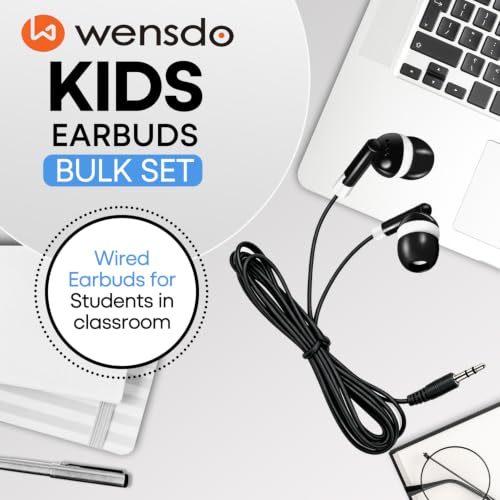 60 Pack Bulk Earbuds Headphones for School Classroom, Wholesale Wired Class Set in-Ear Headphones with 3.5mm Jack for Kids Students Toddler Teens - Individually Bagged (HY01,60 Black)
