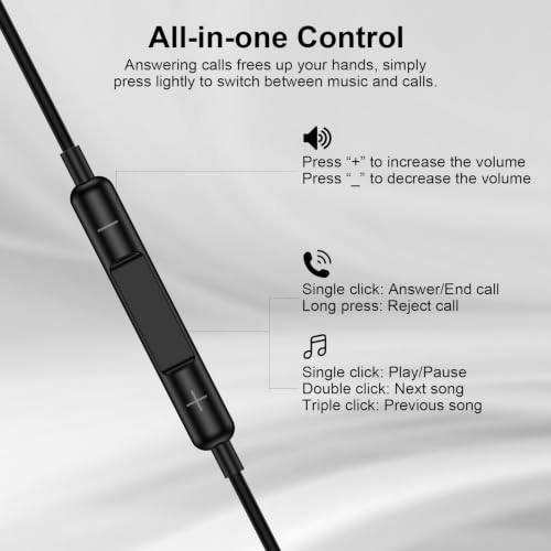 Google Pixel Wired Earbuds Earphones for Pixel 10a 10 10 Pro Fold 9a 9 8 7 | USB C Headphones Ear Buds Wired for iPhone 17e 17 Pro Max 17 Pro 17 Air 16e 16 Pro Max 16 Plus 16 15 14 with Microphone - color: Black