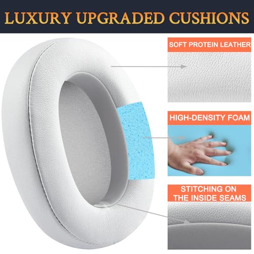 SOULWIT Earpads for Sony WH-XB900N/WH-CH710N/WH-CH720N/WH-RF400/MDR-RF895RK Headphones, Ear Pads Cushions with Soft Protein Leather, High Density Foam - White Smoke - color: White Smoke