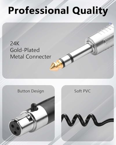 CERRXIAN Mini XLR Female to 6.35 mm 1/4" TRS Male Adapter Coiled Cable, Balanced 1/4" TRS Stereo Male to Mini XLR 3-Pin Female Stereo Audio Adapter - 50cm / 1.64ft - size: 3Pin Mini XLR Female to 6.35 mm 1/4" TRS Male