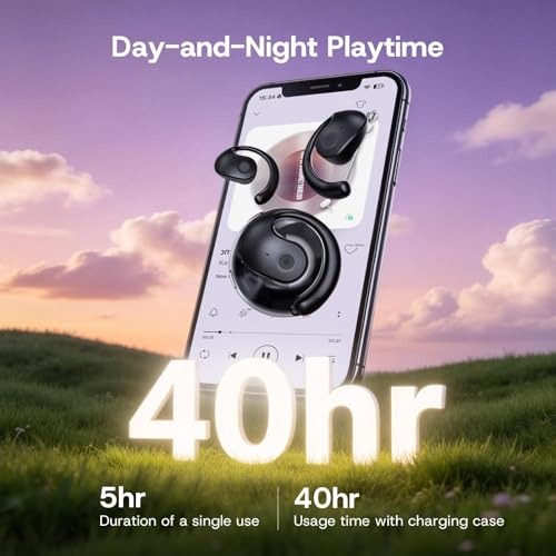 Open Over Ear Earbuds Open Ear Headphones Wireless Bluetooth | Over The Ear Earbuds That Don'T Go In Your Ear Air Conduction With Awareness Of Surroundings With Over-Ear Hooks - color: Purple