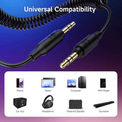 Cable Matters 2-Pack Coiled 3.5mm Male to Male Audio Cable, 2 to 4ft | Stereo Audio Cable, Gold-Plated Connectors, Portable Coiled Design