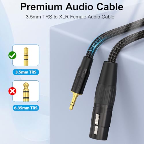 HOSONGIN XLR Female to 3.5mm TRS Male Unbalanced Cable, 10FT - size: 10 Feet