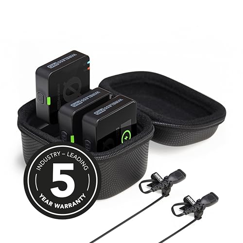 RØDE Wireless PRO Compact Wireless Microphone System with Timecode, 32-bit Float On-board Recording, 2 Lavalier Microphones and Smart Charge Case for Filmmaking and Content Creation | 32-bit Float On-board Recording, 2 Lavalier Microphones and Smart Charg