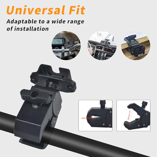 HYS HT &Microphone Clamp Mount Holder - Quick Release for CB Radio, Marine Radio, Walkie Talkie, Police Scanner (BC125AT SR30C BCD325P2 SDS100) , Speaker Mic | w/ Belt Clip & Knob - style: HYSZ10A