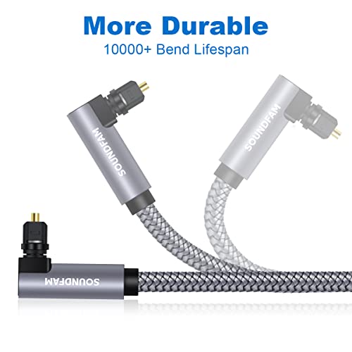 90 Degree Optical Audio Cable 6ft/2M Right Angle Toslink Cable Male to Male 360 Degree Free-Rotating for Home Theater,TV,PS4,Sound Bar,Xbox-Grey - color: Grey-90 Degree Optical Cable, size: 6ft/2M