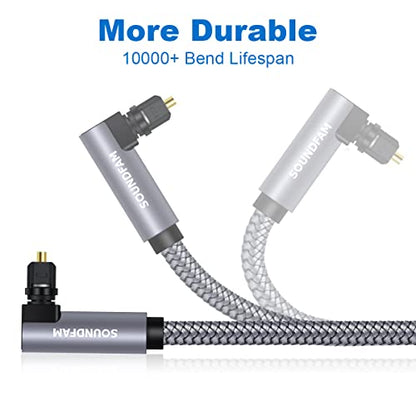 90 Degree Optical Audio Cable 3ft/1M Right Angle Toslink Cable Male to Male 360 Degree Free-Rotating for Home Theater,TV,PS4,Sound Bar,Xbox-Grey - color: Grey-90 Degree Optical Cable, size: 3ft/1M