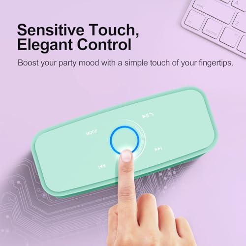 DOSS SoundBox Touch Wireless Bluetooth Speaker-12W HD Sound with Rich Bass | Portable & Small Design, IPX5 Waterproof, 20H Playtime, Handsfree, House, Office Desktop, Bedroom, Indoor Use, Green - color: Green