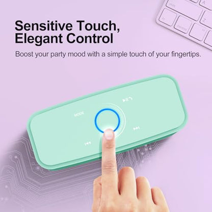 DOSS SoundBox Touch Wireless Bluetooth Speaker-12W HD Sound with Rich Bass | Portable & Small Design, IPX5 Waterproof, 20H Playtime, Handsfree, House, Office Desktop, Bedroom, Indoor Use, Green - color: Green