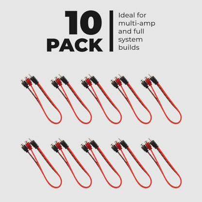 DS18 1FT Ultra Flex RCA Cable 10-Pack – 100% OFC Oxygen Free Copper Dual Male RCA Audio Cable for Car Audio Amplifiers, Subwoofers & Stereo Systems – Flexible Noise-Free Signal Interconnect