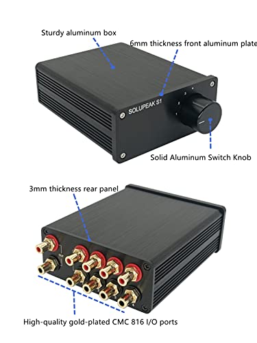S1 4 Way RCA Audio Switch Stereo Switcher Selector Box | 4 IN 1 OUT you quickly sw between 4 audio sources in, avoiding frequent cable changes，Bi-Direction passive no need power - color: 4-WAY RCA Switch(4 IN 1 OUT)-Upgrade version