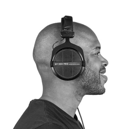 beyerdynamic DT 990 PRO Studio Headphones (250 Ohm, Black) | Open Back, Over Ear, Wired Professional Mixing, Music Production, Editing, Audiophile, Black Velour Ear Pads - color: Black (Limited Edition), size: 250 OHM