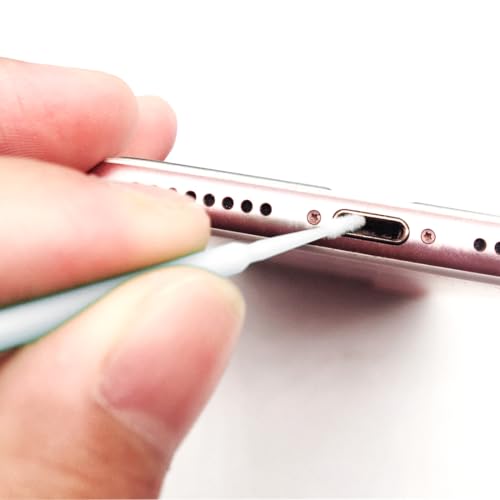 100 Pack Phone Charge Port Cleaning Tool kit,Bendable Mini Soft Round Brushes Cleaner Compatible with iPhone 11 Pro Speaker Tablet Camera Laptop Computer Smartphone, White - color: White