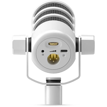 Rode PodMic USB White Dynamic Broadcast Microphone with Rode SC27 Blue USB-C to USB-C Cable and StreamEye Adjustable Boom Arm