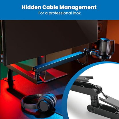 Mount-It! Mic Arm, Microphone Boom Arm, Adjustable Full Motion Mic Desk Mount, for Streaming, Gaming, Podcast, Recording, 3/8" and 5/8" Compatible, Low Profile Design, Height up to 27.8", Black