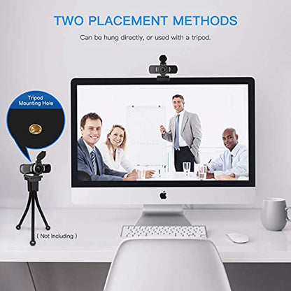 LarmTek Computer Camera with Microphone, 1080P Webcam with Webcam Cover Compatible with Mac OS Windows Laptop PC Desktop,HD Webcam for Live Streaming Gaming Calling Video Conferencing
