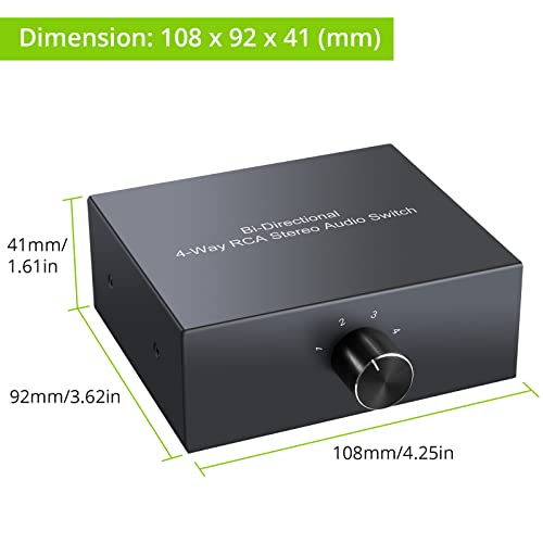 4-Way Bi-Directional RCA Stereo Audio Switch, 1 in 4 Out or 4 in 1 Out, L/R Sound Channel Audio Switch Splitter RCA Stereo Switch Selector for DVD Stereo Speaker CD Player (4-Way) - color: 4-Way