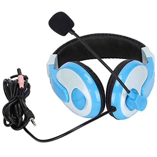 Electronics Gaming Headset Lightweight Comfortable Design with Mic for PC Mobile Phones 3.5mm Plug 1 Unit (Grayish Blue) - color: Grayish Blue