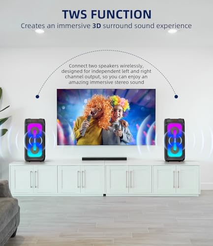 Karaoke Machine Portable Outdoor Speaker with 2 Wireless Microphones
