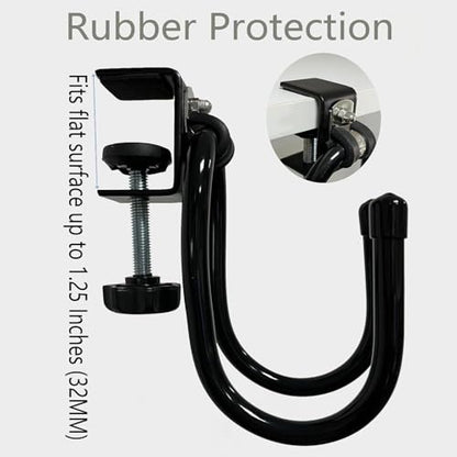AUXPhome 2/PK Portable Desk Mount Hanger, Strong Table Hanger Hooks for Backpack, Hard hat, Cords,Bags,Mug,Towels, Shoes, Toys, Umbrella, Cap,Headphone,Purse,Handbag,etc for Table Desk, Under Counter