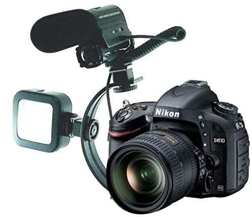 Mini Shotgun Microphone with LED Light and C-Bracket Mount