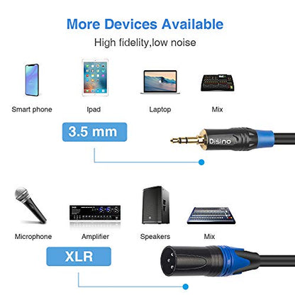 3.5mm to XLR Cable, Unbalanced 1/8 inch Mini Jack TRS Stereo Male to XLR Male Microphone Audio Cable - 10 FT - size: 10 FT