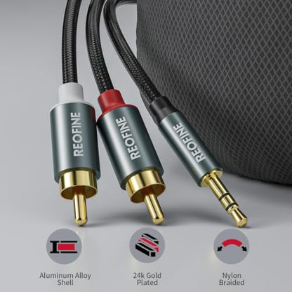 3.5mm to RCA Cable (5Feet/1.5M),3.5 mm 1/8 to RCA 2-Male Headphone Jack Adapter HiFi Sound Splitter Auxiliary Cord for Smartphone,MP3 Players,Laptops,Tablet,Speaker - size: 5Feet/1.5M