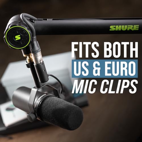 Shure by Gator Deluxe Broadcast Desktop Mic Boom Arm (SH-BROADCAST1) | Fully adjustable with a quiet 360-degree arm for podcasts and streaming. Compatible with MV7 & SM7B