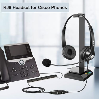 Callez RJ9 Phone Headset for Cisco with Noise Cancelling Mic & Mute Switch | Corded Office Telephone Headsets Compatible with Cisco IP Phones 6941 6851 6945 7821 7841 7861 7942 7945 7962 7965 8811 8861
