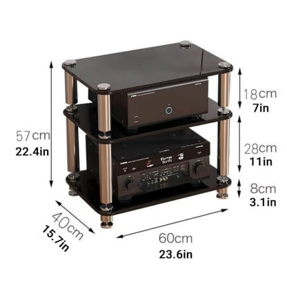 Tempered Glass HiFi Audio Rack Stand, Anti-Vibration Amplifier Shelf(White,3-Layer) - color: White, size: 3-layer