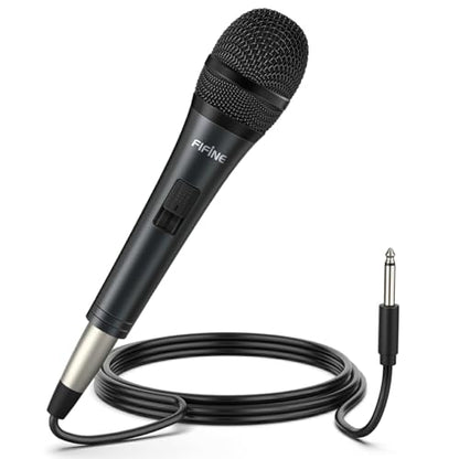 FIFINE K6 Karaoke Microphone with 1/4” Plug, Dynamic Vocal Mic for Singing