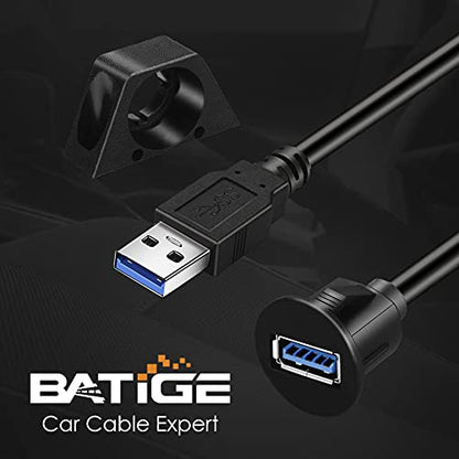 2 Pack Small USB 3.0 Male to Female Car Panel Mount Cable 3ft | with Buckle Car Mount Flush Extension Cable for Car Truck Boat Motorcycle Dashboard - size: 2 pack USB 3.0 3ft