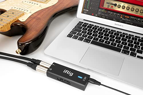 IK Multimedia iRig HD 2 guitar audio interface for iPhone, iPad, Mac, iOS and PC with USB-C, Lightning and USB cables and 24-bit, 96 kHz music recording - size: iRig HD 2