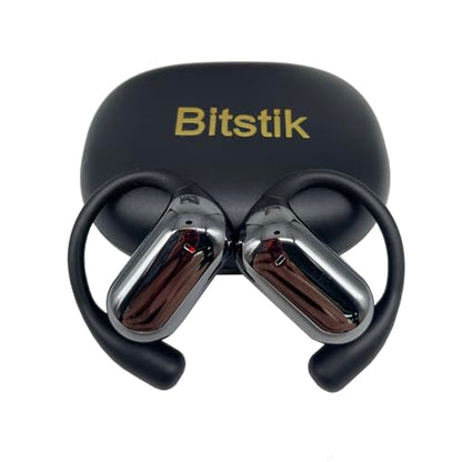 Open-Ear Wireless Headphones Bluetooth Earbuds LED Power Display Charging Case Ear Buds Earhook Over-Ear Earphones for Workout Sports TV Phone Laptop (Black) - color: #01Black