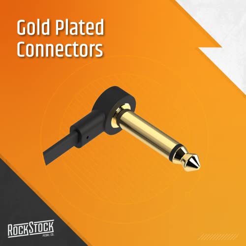 Rock Stock Guitar Flat Patch Cables (Pack of 3) - 4 Inch C-Shape Ultra-Thin - size: 4 Inches, style: C-Shape
