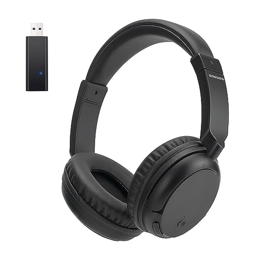 Wireless Bluetooth Headphone Over Ear, Bluetooth Transmitter for TV,PC,3.5mm Audio Device, Wired and Wireless Headset (Black) - color: Black